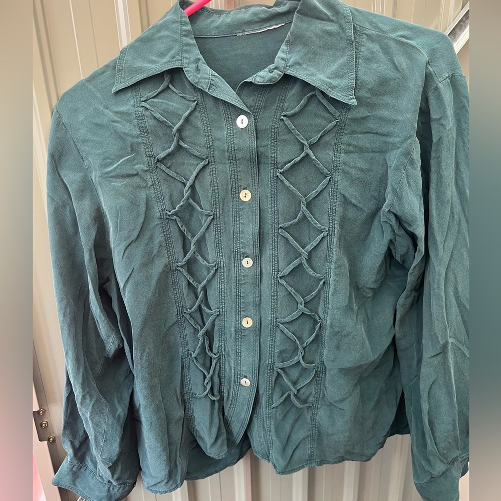 Vintage Turqoise button up blouse